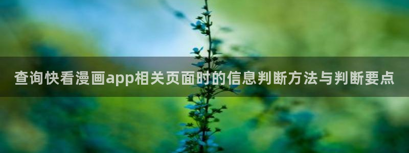 梦漫漫画韩国漫画:查询快看漫画app相关页面时的信息判断方法与判断要点